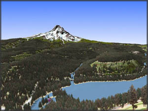 Laurance Lake and Mount Hood perspective view